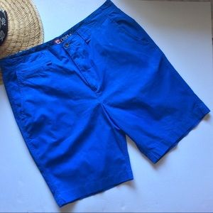 Chaps flat front royal blue shorts.